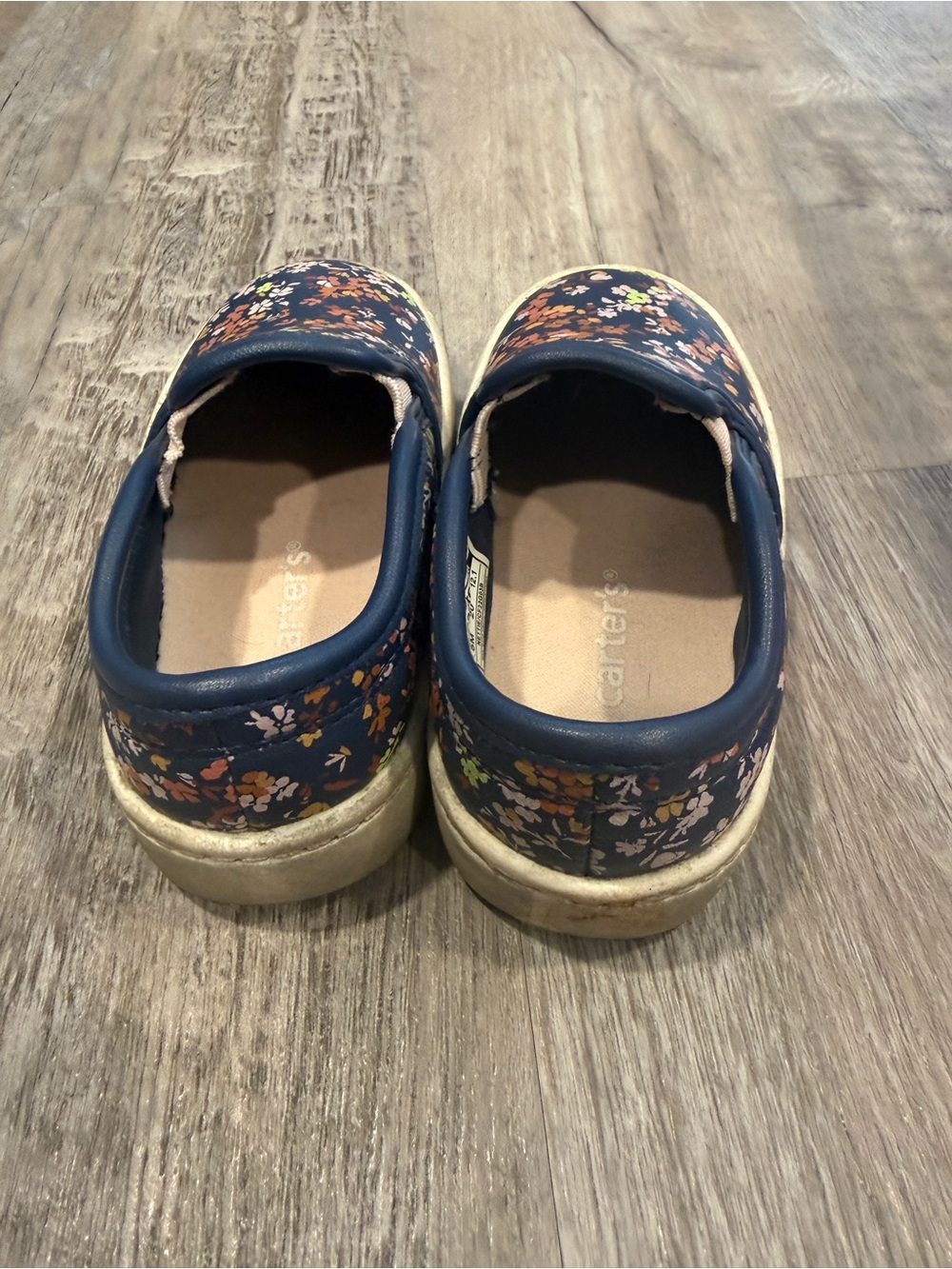 Carter’s Toddler Floral Slip-On Shoes Size 5 Navy Canvas Sneakers - Picture 4 of 7